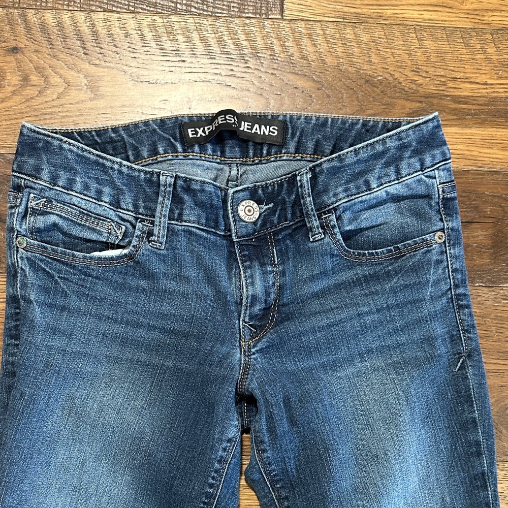 Express Blue Low Rise Skinny Jeans - Picture 4 of 8
